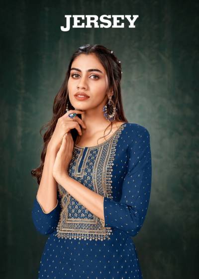 Jersy By Artio Designer Embroildered Silk Kurti Collection